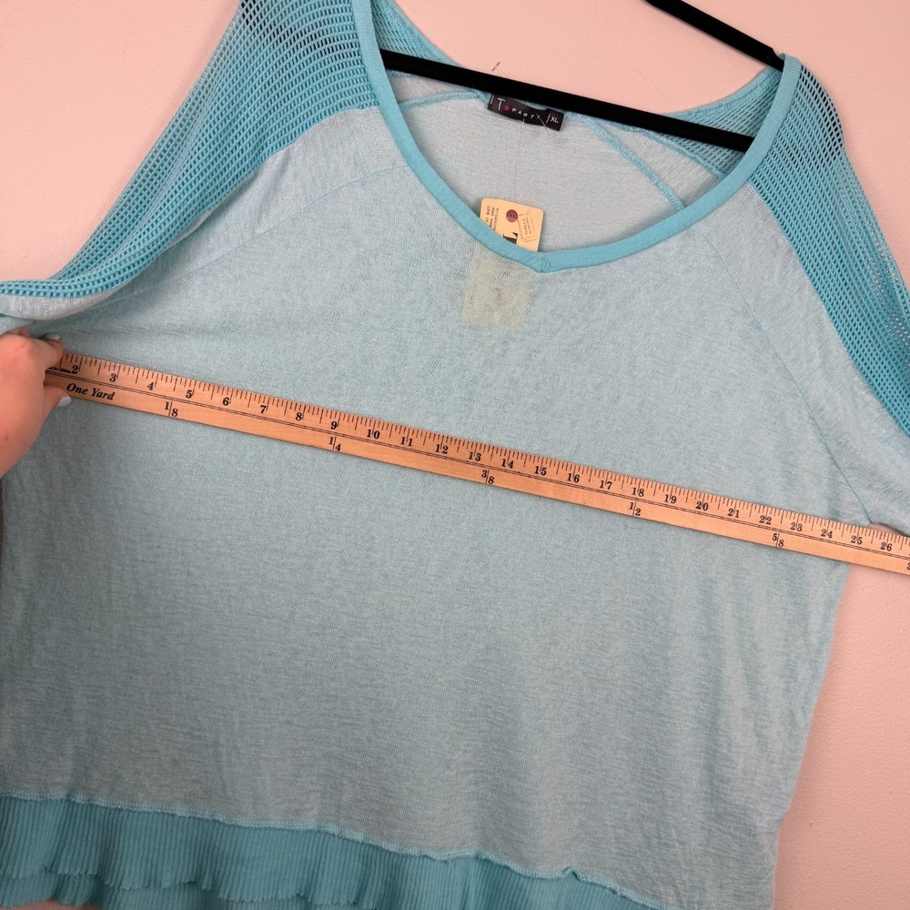 T-Party Knit Top Women's XL Blue Rayon Blend Long Sleeve V-Neck Pullover Tunic - Picture 15 of 16